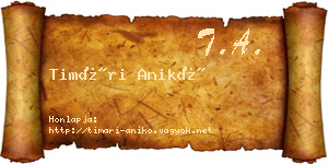 Timári Anikó névjegykártya